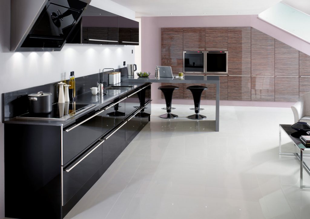 کابینت مشکی هایگلاس کابینت آشپزخانه مشکی هایگلاس