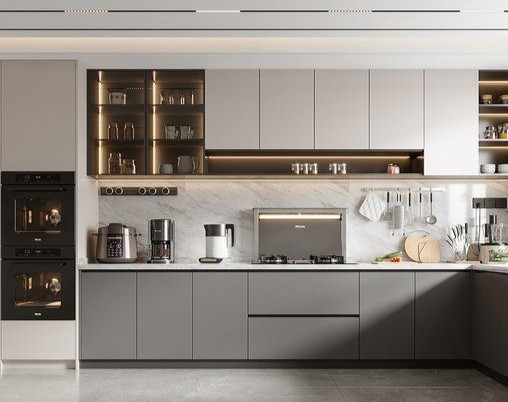 کابینت سفید خاکستری مدرن