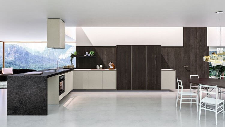 کابینت آشپزخانه مدرن خاجی قهوه ای