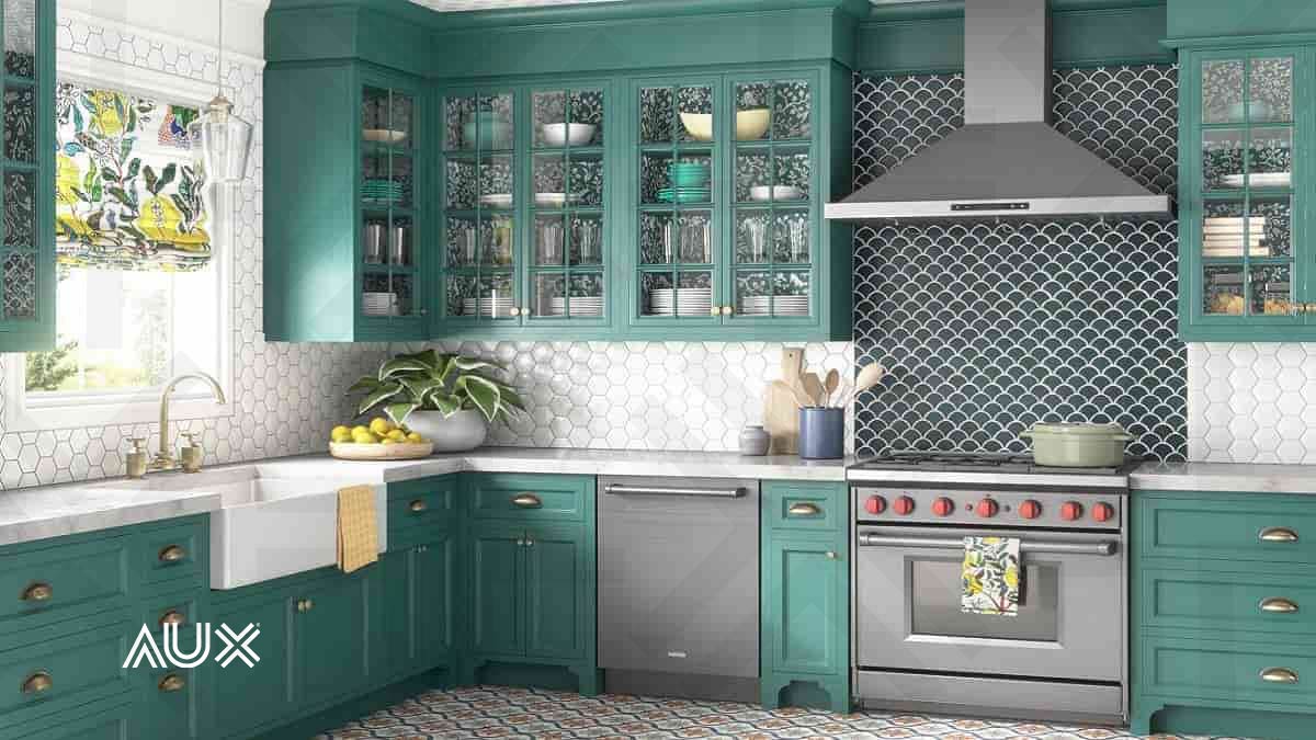 مدل آشپزخانه رنگ سبز