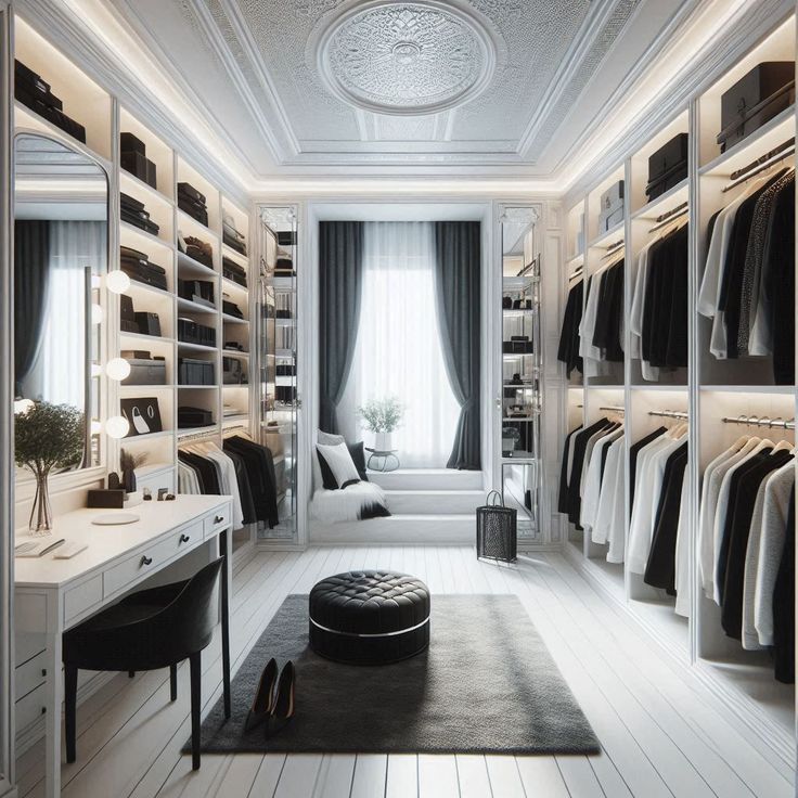 کلوزت روم سفید همراه با پنجره