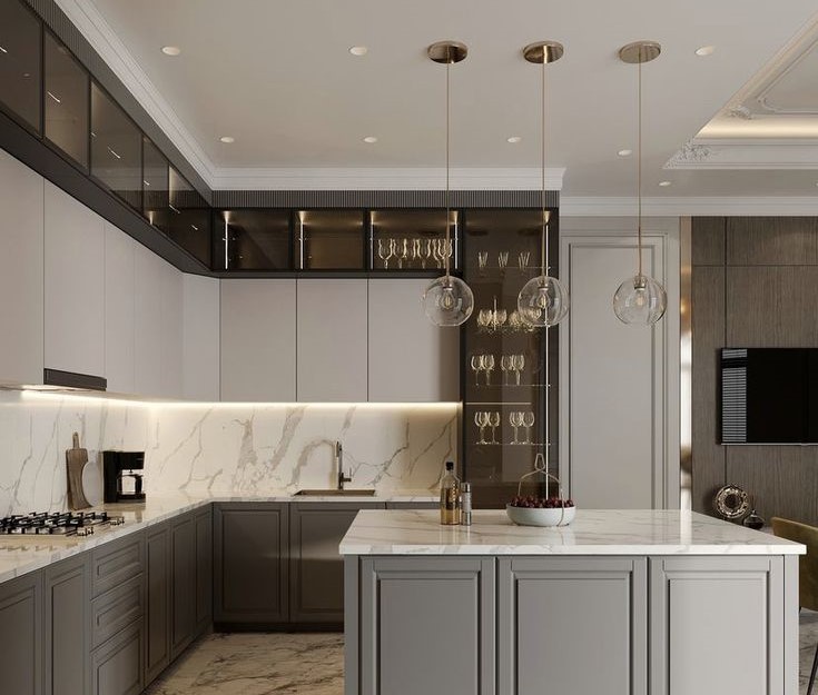  در اینجا توضیحات یک‌خطی (Alt text) برای تصاویری که ارسال کرده‌اید آمده است: کابینت‌های مدرن با طراحی ساده و جزئیات شیشه‌ای، نورپردازی ملایم برای فضای آشپزخانه. کابینت‌های شیشه‌ای با طراحی ساده و خطوط عمودی که ظروف را به‌خوبی نمایش می‌دهند. آشپزخانه‌ای با کابینت‌های شیشه‌ای و فضای ذخیره‌سازی مرتب برای بطری‌ها و لوازم خانگی. فضای آشپزخانه با جزیره بزرگ، کابینت‌های شیشه‌ای و طراحی روشن و شیک. کابینت‌های شیشه‌ای با فضای ذخیره‌سازی لوازم آشپزخانه و روشنایی ملایم برای جلوه بیشتر.