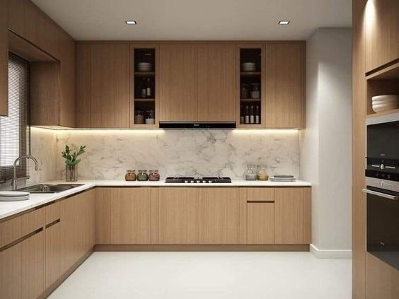 کابینت آشپز خانه با روکش چوب