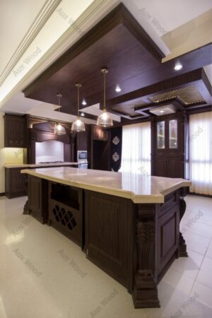 کابینت کلاسیک تیره برای آشپزخانه بزرگ