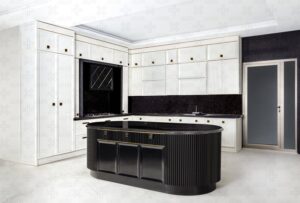 کابینت منحنی سفید و مشکی