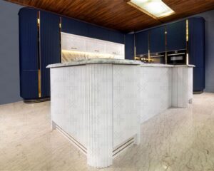 کابینت منحنی سفید و سرمه ای