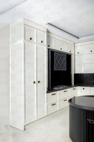 کابینت منحنی سفید و مشکی