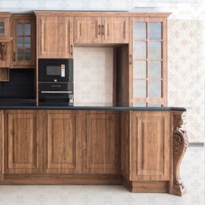 کابینت آشپزخانه با روکش چوب طبیعی