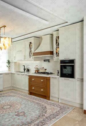 کابینت ممبران آشپزخانه سفید و چوبی
