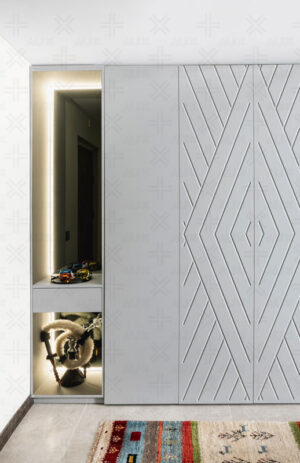 کمد دیواری چوبی مدرن رنگ طوسی