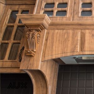 طراحی آشپزخانه مدرن با کابینت روکش چوب