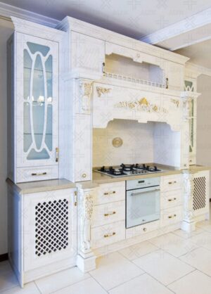 کابینت آشپزخانه مدرن کلاسیک با صفحه سنگ مرمر