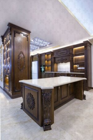 مدل کابینت چوبی با جزئیات منبت‌کاری
