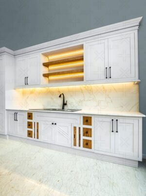 کابینت آشپزخانه با روکش چوب طبیعی