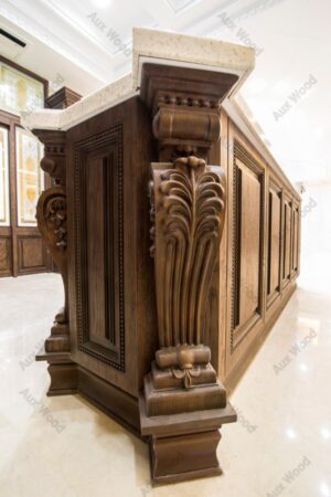 آشپزخانه کلاسیک با کابینت روکش چوب