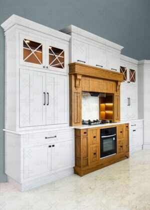 کابینت آشپزخانه با روکش چوب طبیعی