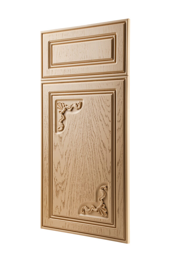cabinet-door-1093 درب کابینت منبت کاری شده کرم رنگ از برند آکس چوب کد ۱۰۹۳