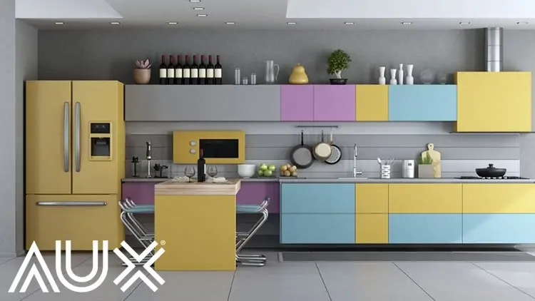 کابینت های رنگی در آشپزخانه 